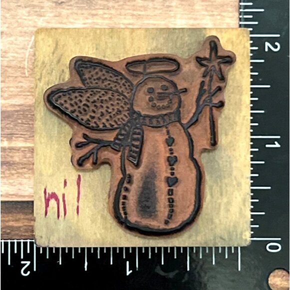 Angel Snowman Wood Mounted Rubber Stamp By PSX 1995 E-1601 - Picture 2 of 5